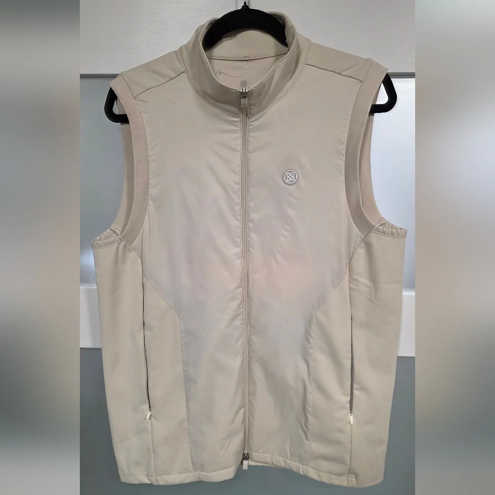 G/FORE Cream and Black Logo Golf Vest - Picture 1 of 6